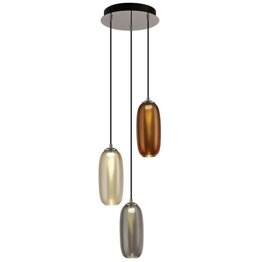 Luminosa Lighting - Multiple Ceiling Cluster Pendant, 3 x 8W led, 4000K, 2160lm, Smoked, Copper & Champagne, Black