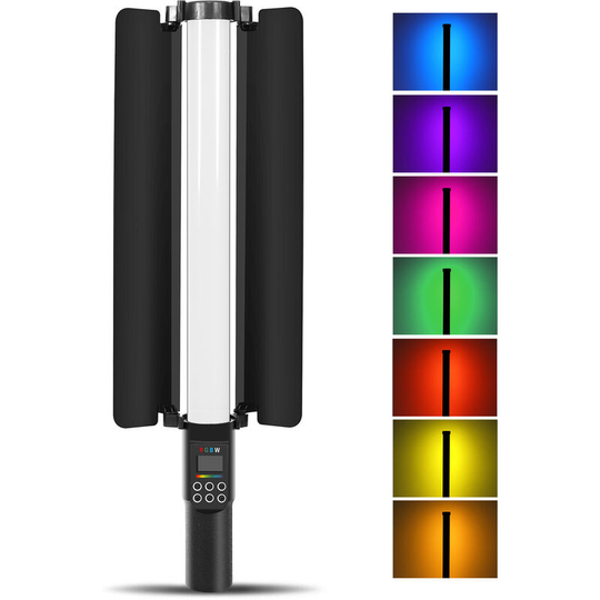 Asupermall - Handheld rgb Light Tube led Video Light Wand with Barndoor 3000K-6500K Dimmable 18 Lighting Effects Built-in Battery for Vlog Live