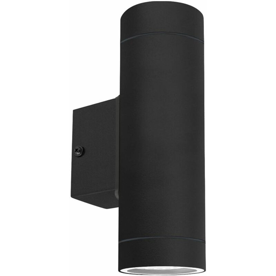 First Choice Lighting - Falston - Black Up Down Outdoor Wall Light - Black and clear glass