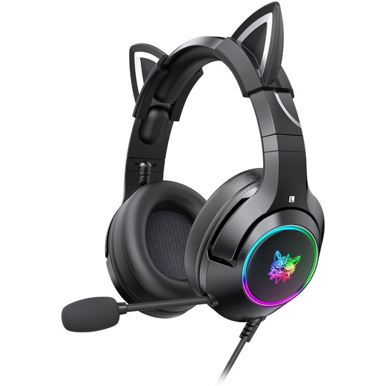 Onikuma - K9 3.5mm Wired Gaming Headset Removable Cat Ears Headphones Noise Canceling E-Sports Earphone with Microphone rgb led Light Volume Control