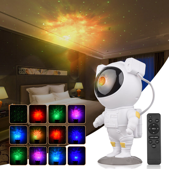 Cute Astronaut Star Projector Kids Night Light Rotatable Head usb Powered Timer Function