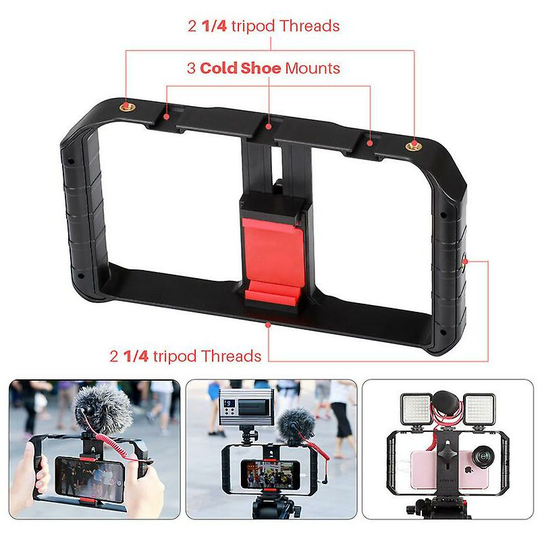 Thsinde - Ulanzi u Rig Pro Handle Rig Triple Hot Shoe Mounts Video Stabilizer Vlog Grip For Iphone Mobile Filmmaker For Microphone