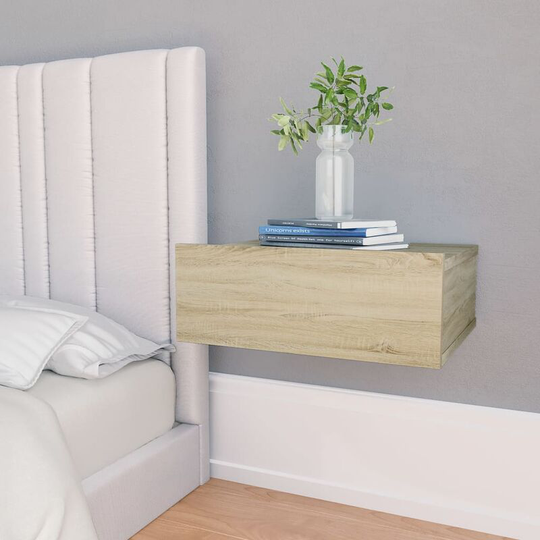 Floating Nightstands 2 pcs Sonoma Oak 40x30x15 cm Chipboard VDTD31342 - Topdeal