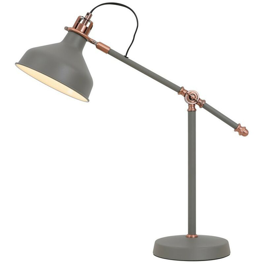 Adjustable Table Lamp, 1 x E27, Sand Grey, Copper, White - Luminosa Lighting