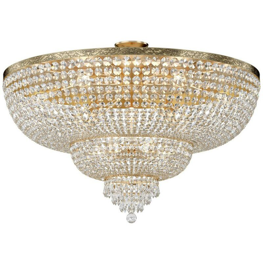 Palace Semi Flush Ceiling Gold Antique & Crystal, 18 Light, E27