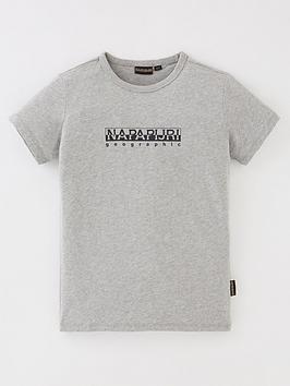 NAPAPIJRI S-box Logo Boys T-shirt - Light Grey, Light Grey, Size 8 Years