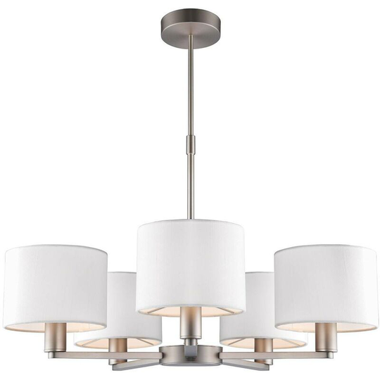 Endon Collection Lighting - Endon - 5 Light Multi Arm Ceiling Pendant Matt Nickel, Vintage White Silk Effect, E14