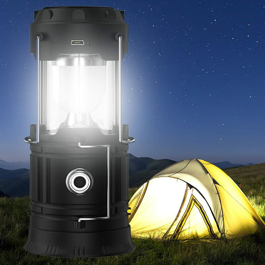 Aougo - Portable led Camping Lantern - Ultra Bright usb Rechargeable Solar Battery Powered Lantern Torch Light, for Camping, Hiking, Shed During