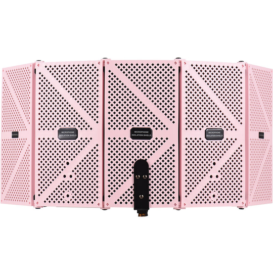 5-door Professional Studio Recording Microphone Isolation Shield Folding Pop Filter Microphone Wind Screen with High Density eva, Pink - Pink