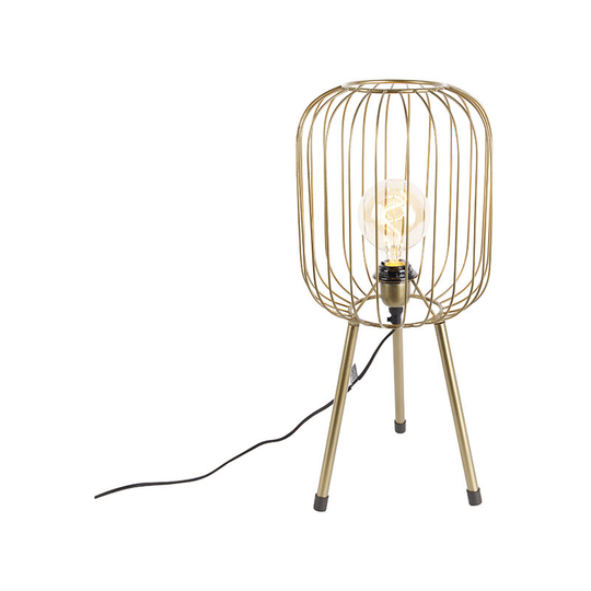 Qazqa - Modern table lamp tripod brass - Wire - Gold/Messing
