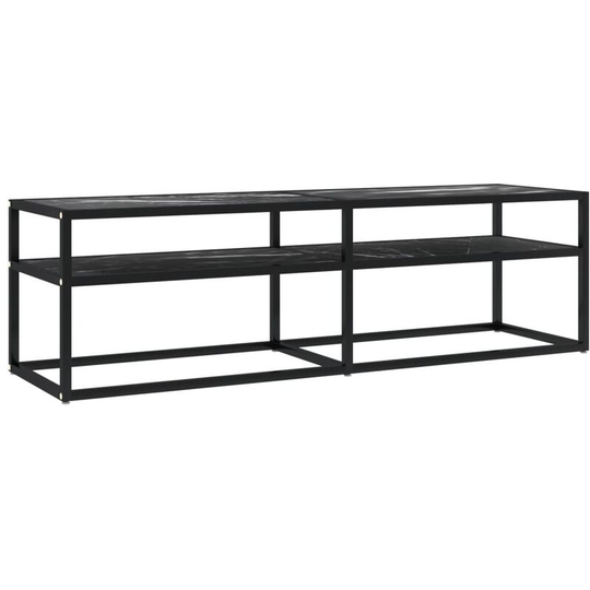 TV Cabinet Black Marble 140x40x40.5 cm Tempered Glass vidaXL - Black