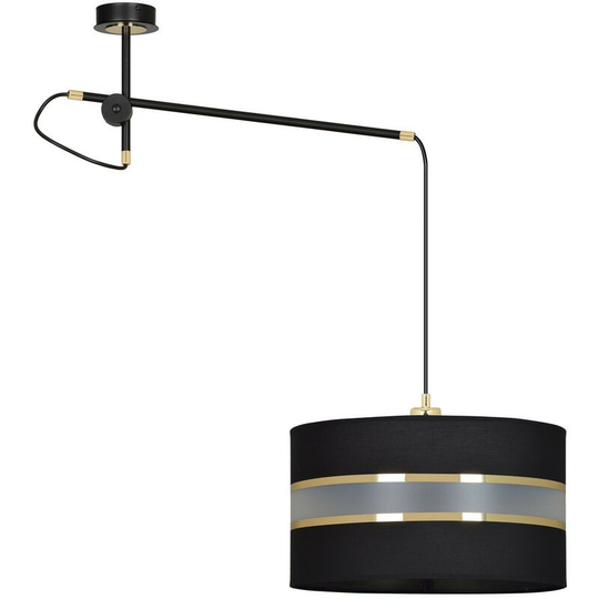 Emibig Korno Black Pendant Ceiling Light with Black, Gold Fabric Shades, 1x E27