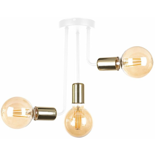 Keter Megan Multi Arm Semi Flush Ceiling Light White, Gold, 25cm, 3x E27