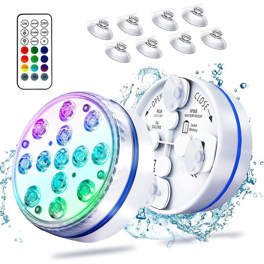 Aougo - 2 Pack Submersible led Above Ground Pool Lights IP68 Waterproof with rf Remote (61m) 16 rgb Colors