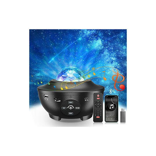 Star Sky Projector, Dynamic LED Projector Lamp 10 Colors Bluetooth Remote Control Music Player Adjustable Timer Night Light