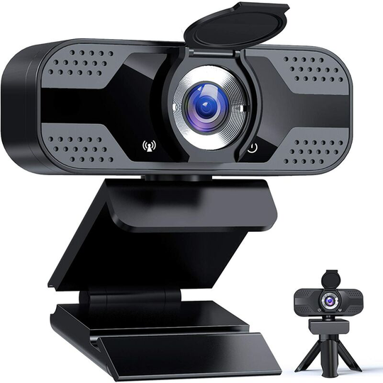 1080P Full HD webcam with microphone, USB webcam with tripod, webcam for desktop and laptop PC, webcam for video, studio, video conferencing,
