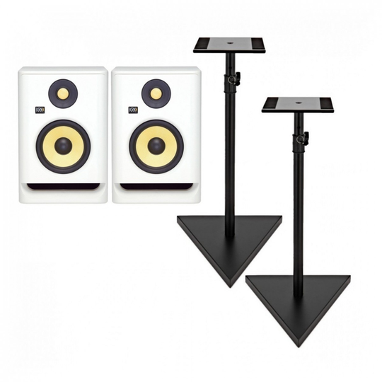 KRK ROKIT RP7 G4 Studio Monitors with Stands White
