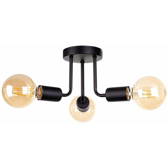 Keter Luna Multi Arm Semi Flush Ceiling Light Black, 25cm, 3x E27