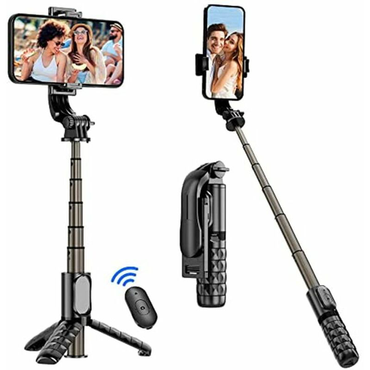 4 in 1 Selfie Stick Tripod Telescopic Extendable Selfie Stick Adjustable Monopod with Detachable Remote Control & Stable Stand for iPhone, Samsung
