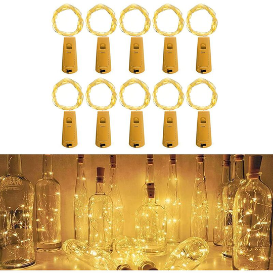 Aougo - led Bottle Garland,[10 Pieces] 2m 20 led Bottle Lights, led Bottle Light Garland Bottle Lamp Waterproof Silver Wire Flexible Decoration for