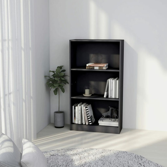 Asupermall - 3-Tier Book Cabinet Grey 60x24x108 cm Chipboard