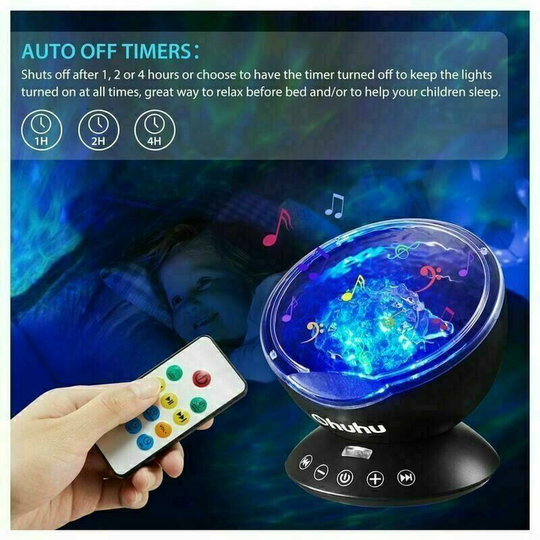 Thsinde - Ocean Wave Night Light Projector, Remote Control Projection Lamp Rotation Northern Light Projector Mood Light