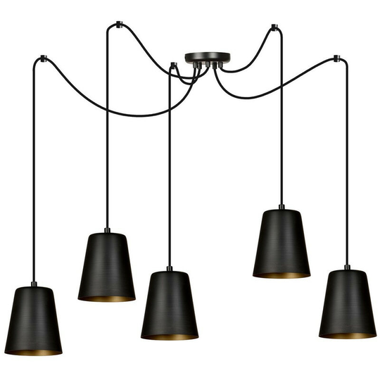Emibig Link Black/Gold Cluster Pendant Ceiling Light 5x E27