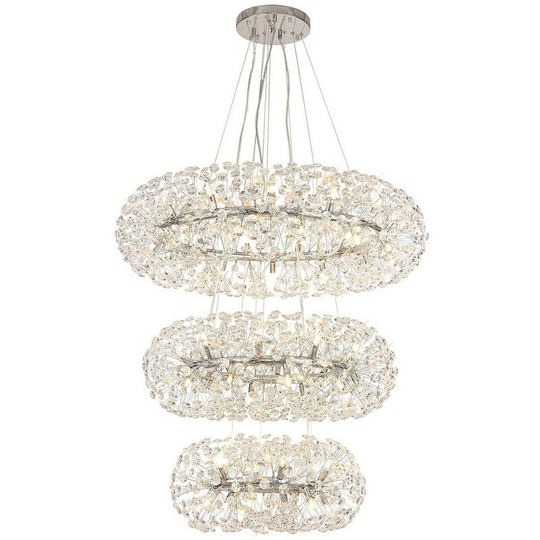 Luminosa 3 Tier Pendant 58 Light G9 Polished Chrome, Crystal, Item Weight: 30.2kg
