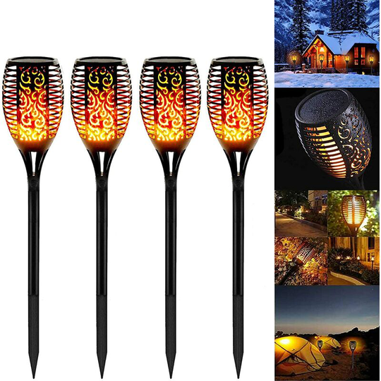 Garden Torch Light, 4 Pack LED Lights Solar Flames Torch Waterproof IP65 Garden Torch Light Decor Lamp & Solar Light Lamp Garden/Pathway/Yard