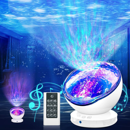 Flkwoh - Star Sky Projector, Ocean Lamp Projector led 8 Dynamic Galaxy Modes Projector with Bluetooth Music Player Remote Control Adjustable Timer