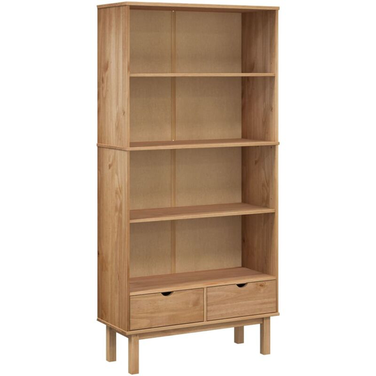 Vidaxl - Bookcase with 2 Drawers Brown Solid Wood Pine Brown