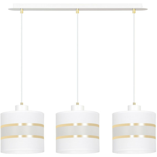 Emibig Mogi White Bar Pendant Ceiling Light with Black, Gold Fabric Shades, 3x E27