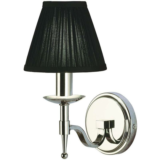 Wall lamp 1 light Stanford, nickel, black lampshade