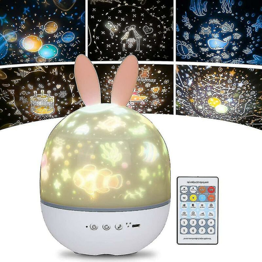 Child Night Light Light Starry Sky Projector 360 Music Rotating Night Light+Timer+Remote Control+6 Colors