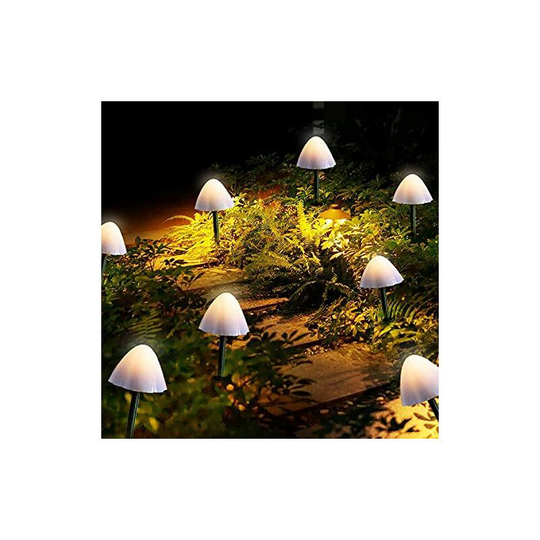Aougo - Solar Lights Outdoor Garden, 12 Pack led Mushroom Shape Pathway Lights Solar Powered Fairy String Lights Outdoor Waterproof Landscape Stake