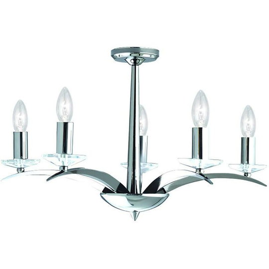 Searchlight Kensington - 5 Light Multi Arm Multi Arm Ceiling Pendant Chrome, Glass Five, E14