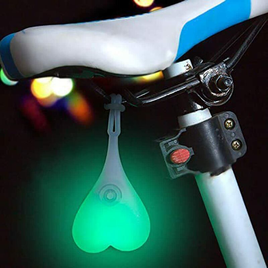 Bike Ball Tail Lights, Cycling Heart Warning Light, led Night Essential Lights, Waterproof(Green)