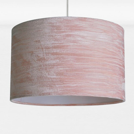 First Choice Lighting - Blush Pink Crushed Velvet Easy Fit Light Shade - Crushed pink velvet