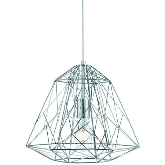Searchlight Geometric Cage - 1 Light Wire Ceiling Pendant Chrome, E27