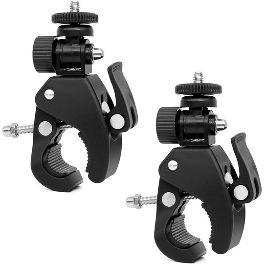 Tinor - Camera Clamp 2 Pieces Multifunctional Double Ball Adapter with Bottom Clamp and Standard 1/4' Screw for Camera, Flash, Tripod, dv Monitor,