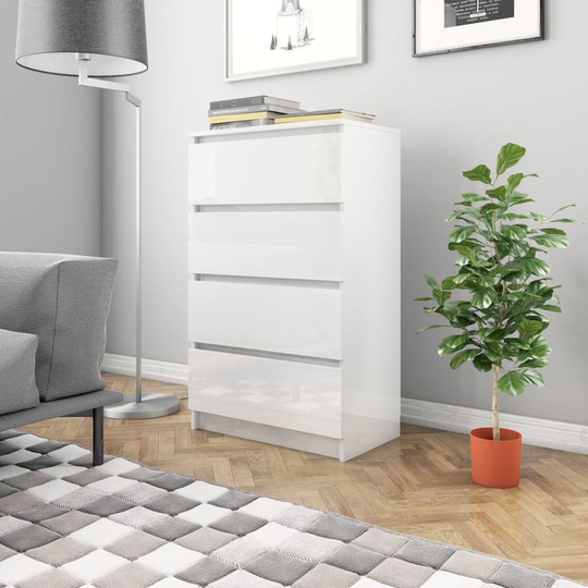 Sideboard High Gloss White 70x40x97 cm Chipboard VD31569 - Hommoo
