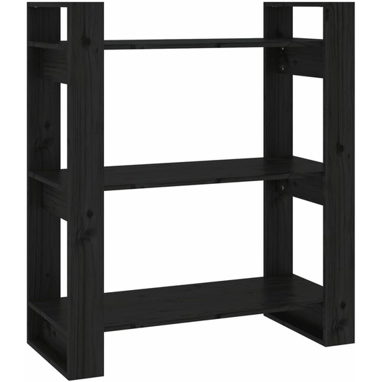 Book Cabinet/Room Divider Black 80x35x91 cm Solid Wood Pine vidaXL - Black
