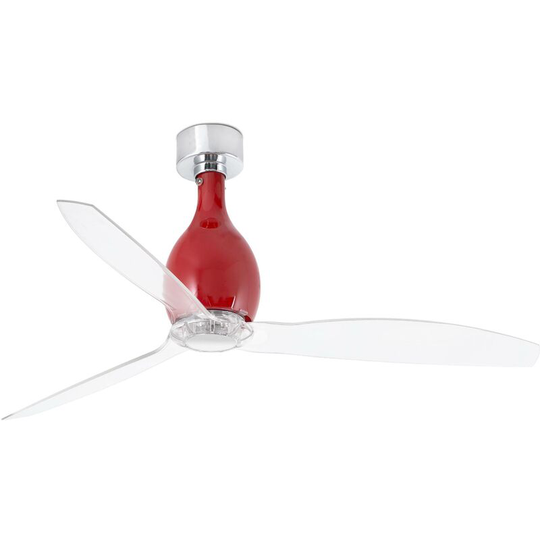 Faro Mini - Medium Ceiling Fan with / without Light Clear, Red Gloss