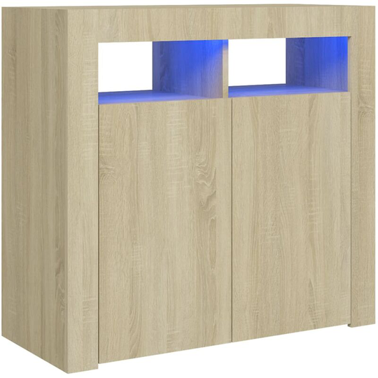 Sideboard with led Lights Sonoma Oak 80x35x75 cm Vidaxl Brown