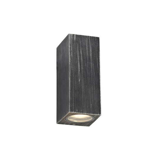 Luminosa Lighting - Rectangle Wall Lamp, 2 x GU10, IP54, Black, Silver