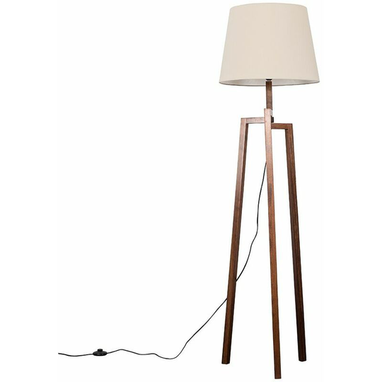 Floor Lamp Augustus Dark Wood Tripod Floor Lamp with Aspen Shade - Beige