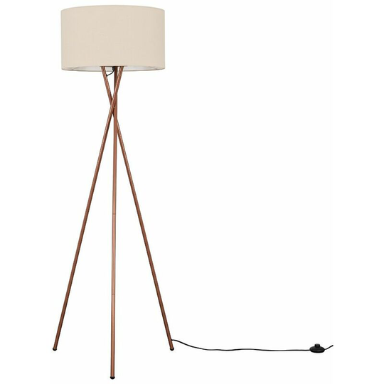 Camden Tripod Floor Lamp in Copper with Drum Shade - Beige - No Bulb