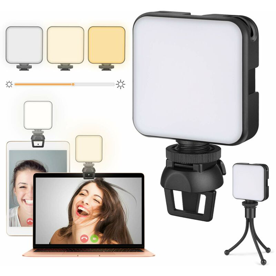 Bearsu - Video Conference Light, Camera Light, Rechargeable led Video Lamp with Clip, Laptop Light for Photo, Selfie, Zoom Meetings, Telecommuting,