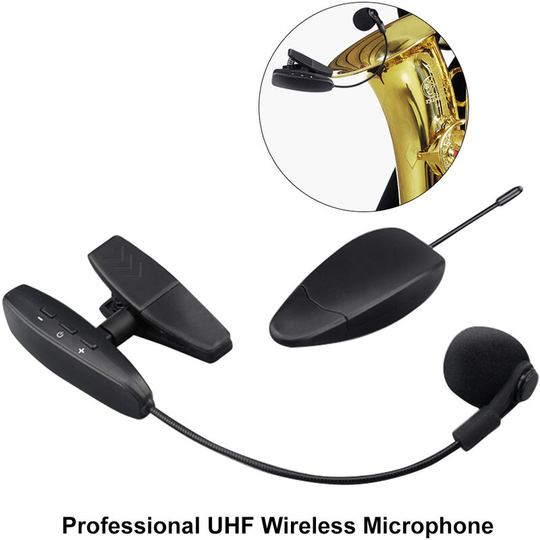 Asupermall - Professional uhf Wire-less Saxophone Microphone Brass Instrument Microphone System Receiver & Transmitter for Sax Saxophone French Horn