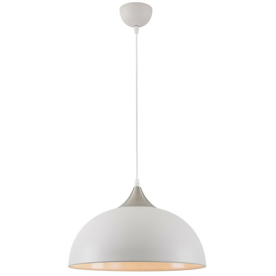 Dome Ceiling Pendant, 1 x E27, Sand White, Satin Nickel - Luminosa Lighting